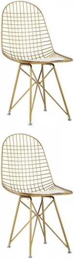 УТ000037506 Стул обеденный Eiffel золотой с белой подушкой 2 шт Stool Group (арт.УТ000037506)