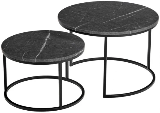 RF 0206 Набор кофейных столиков Tango серый мрамор с чёрными ножками, 2шт Bradex Home RF 0206