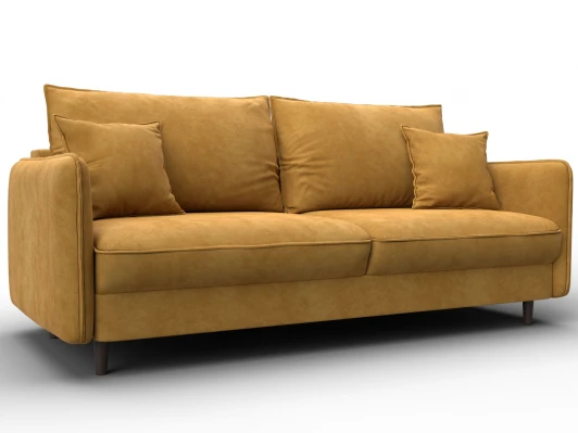 129621 Диван прямой Лига-064 НПБ (ДСП/Дерево/Велюр/Желтый) Лига Диванов 129621