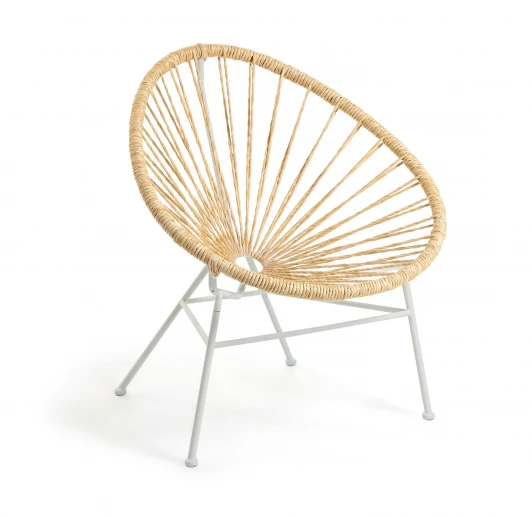 069747 Кресло из ротанга La Forma (ex Julia Grup) Samantha (Белый,Бежевый/ Веревка,Металл,Пластик,Сталь,Искусственный ротанг)