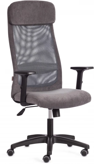 20537 Компьютерное кресло игровое Tetchair PROFIT PLT (Флок,Ткань/Серый) 20537