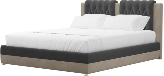 120657 Кровать интерьерная Камилла 200 (Серый,Бежевый/Велюр) Лига Диванов арт.120657