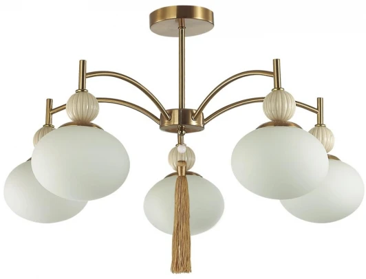8272/5C Потолочная люстра на штанге Lumion Gloriya 8272/5C латунь/бежевый/белый, металл/керамика/стекло Е14 5*40W 220V (шарики)