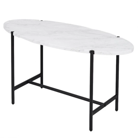 009498 Стол журнальный МеталлАрт М025 белый мрамор/черный Mebelik 009498
