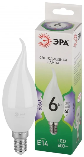 LED BXS-6W-865-E14 GL Лампочка светодиодная E14 6W ЭРА LED BXS-6W-865-E14 GL