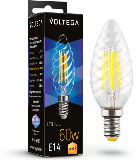 7211 Светодиодная лампа 6W 3000K E14 Voltega Candle corn 6W 7211