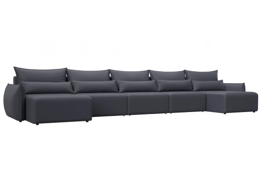 129901 Диван П-образный Лига-051 НПБ МегаЛонг (ЛДСП,Брус,Фанера/Пластик/Экокожа/Серый) Лига Диванов 129901