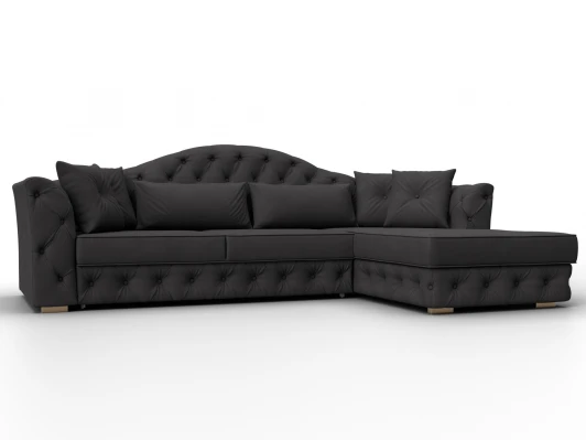 128040 Диван угловой Артис правый угол (Брус,Рейка,Замша/Коричневый) Лига Диванов 128040