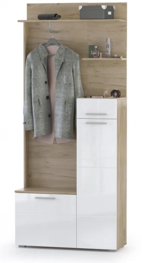 339718 Готовая прихожая Mobi Лайн 10.16 дуб серый craft K 002 PW / белый глянец пвх 339718