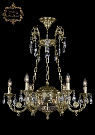 31.44.6.KR175SP.250IT.G.Sp.Clear.1B Подвесная люстра с хрустальными подвесками Art Classic 31.44 31.44.6.KR175SP.250IT.G.Sp.Clear.1B