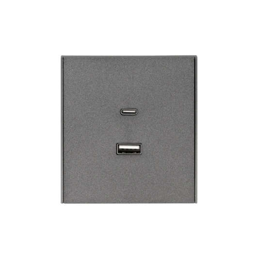 KR-78-0734-6 Розетка USB-A+Type-C 3А с функцией быстрой зарядки графит Kranz Strong KR-78-0734-6