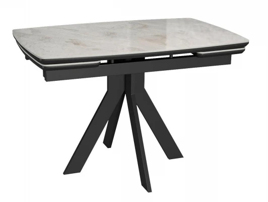 00-00074487 Стол DKU120 Керамика Italian Grey (глянец серый)/подстолье черное/опоры черные (2 уп.) Dikline 00-00074487