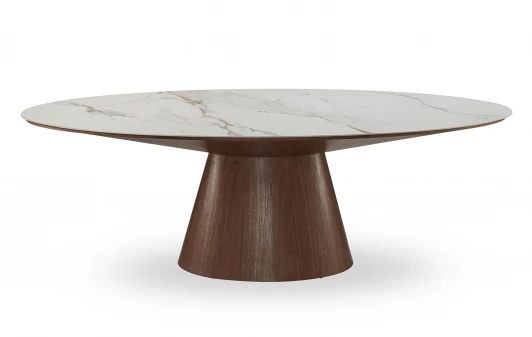 DT2483CARRARA Стол DT2483 (230-110-76) глянцевая керамика КАРРАРА/орех ESF 5896