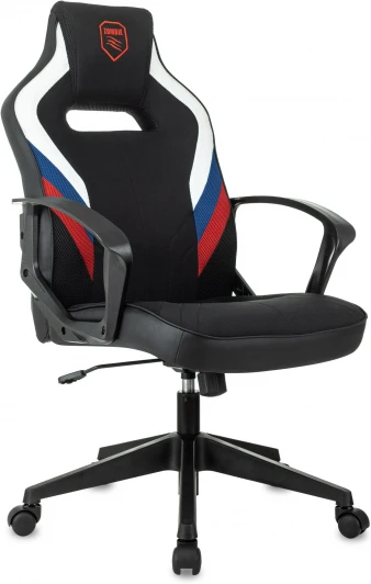 ZOMBIE 500 BW Кресло игровое Zombie 500 черный/белый ткань/эко.кожа крестов. пластик