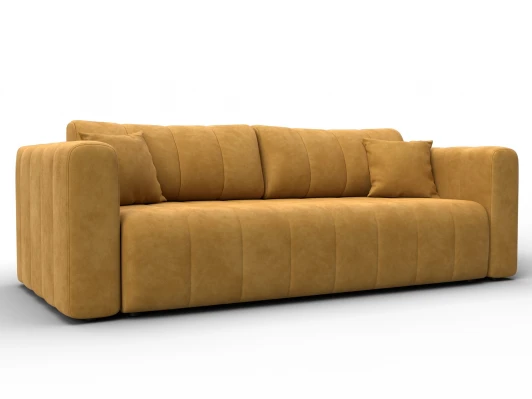 130266 Диван прямой Лига-062 НПБ (ДСП,Фанера,ХДФ/Пластик/Велюр/Желтый) Лига Диванов 130266