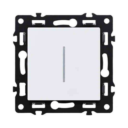 AS-012WH Выключатель кнопочный 1-клавишный 10А/250В с LED подсветкой, белый Kollinger Asthetik AS-012WH