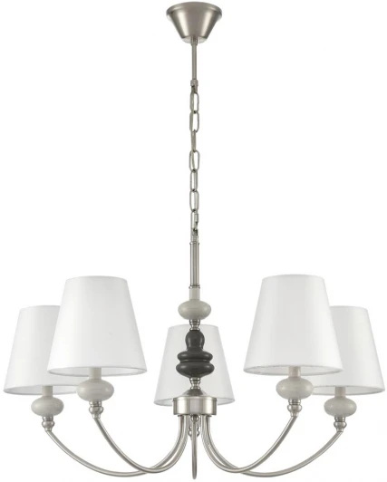 8283/5 Подвесная люстра Lumion Kentuki 8283/5 никель/белый, металл/керамика/текстиль Е14 5*40W 220V (на цепи)
