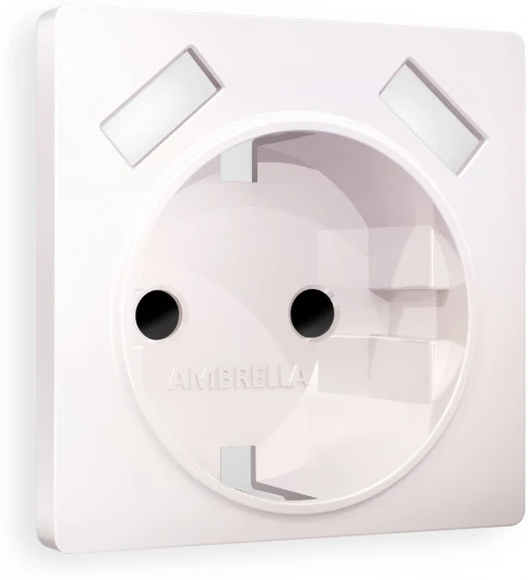 AP2090 Лицевая панель Ambrella Volt ALFA (Жемчуг) для электрической розетки с заземлением со шторками 2USB A+A QUANT AP2090