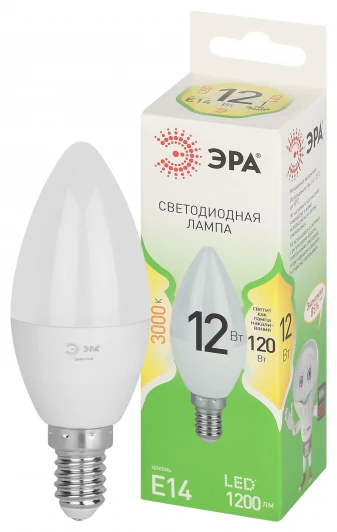 LED B35-12W-830-E14 GL Лампочка светодиодная E14 10W ЭРА LED B35-12W-830-E14 GL