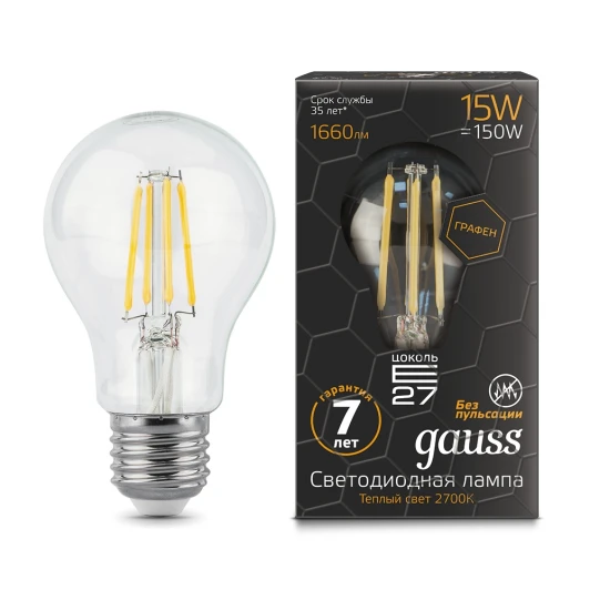 102802115 Лампочка светодиодная E27 15W 220V 2700K Gauss 102802115