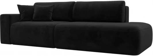 121346L Диван прямой Лига-036 НПБ Модерн подлокотник слева (Черный/Велюр) Лига Диванов арт.121346L