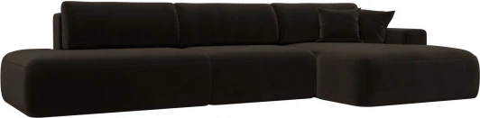 121417 Диван угловой Лига-036 НПБ Модерн Лонг правый угол (Коричневый/Микровельвет) Лига Диванов арт.121417