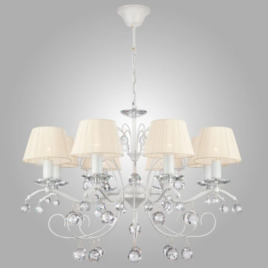10058/8 белый с золотом/прозрачный хрусталь Strotskis Подвесная люстра Eurosvet Эстель 10058/8 белый с золотом/прозрачный хрусталь Strotskis