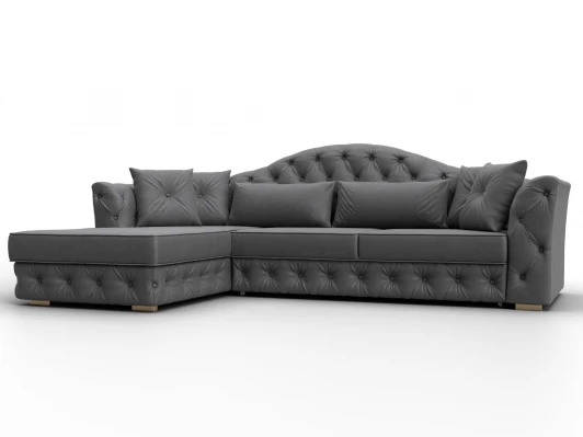 128041L Диван угловой Артис левый угол (Брус,Рейка,Замша/Серый) Лига Диванов 128041L