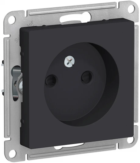 ATN001049 Розетка встраиваемая без заземления со шторками (карбон) Systeme Electric AtlasDesign ATN001049