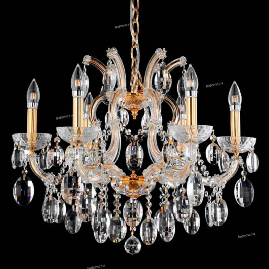 HOLLYWOOD SP6 GOLD Люстра подвесная хрустальная Crystal Lux Hollywood, 6 ламп , золото с прозрачным