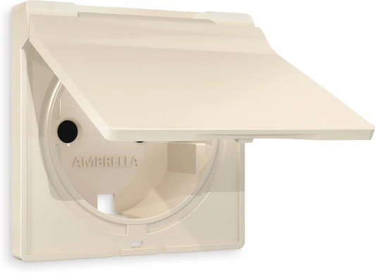 AP3280 Лицевая панель Ambrella Volt ALFA (Бежевый матовый) для электрической розетки с/з со шторками и крышкой IP44 QUANT AP3280