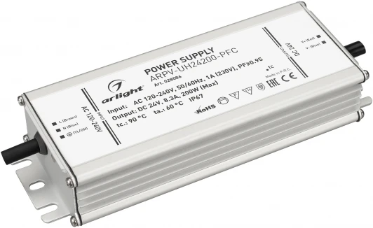 028086 Блок питания ARPV-UH24200-PFC (24V, 8.3A, 200W) (IP67 Металл) 028086 Arlight ARPV