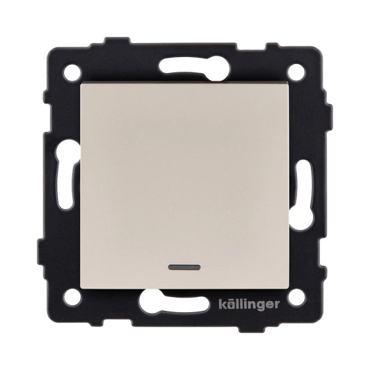 REA-S-015GD Выключатель 1-клавишный перекрестный 10А/250В с LED подсветкой, золотой Kollinger REA-S-015GD для Aspekt, Eleganz, Reflex