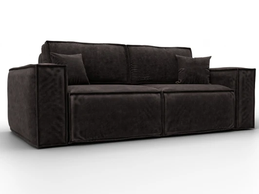 130116 Диван прямой Лига-081 НПБ (ДСП/Пластик/Велюр/Коричневый) Лига Диванов 130116