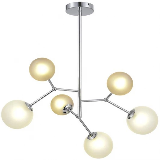 SLE1107-103-06 Потолочная люстра на штанге Evoluce Malte SLE1107-103-06 Хром/Белый, Серый G9 6*5W (220V, шарики)