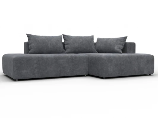 134824 Диван угловой Лига-103 НПБ угол правый (ДСП,Брус,Фанера,Велюр/Темно-серый) Лига Диванов 134824