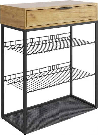 LMN-13.2555 Обувница Краш, цвет черный муар/дуб крафт золотой Mebelson (арт.LMN-13.2555)