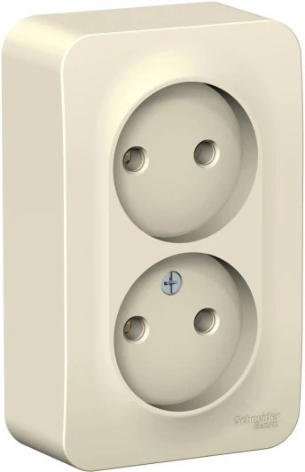 BLNRA000212 Розетка накладная двойная без заземления (молочный) Systeme Electric Blanca BLNRA000212