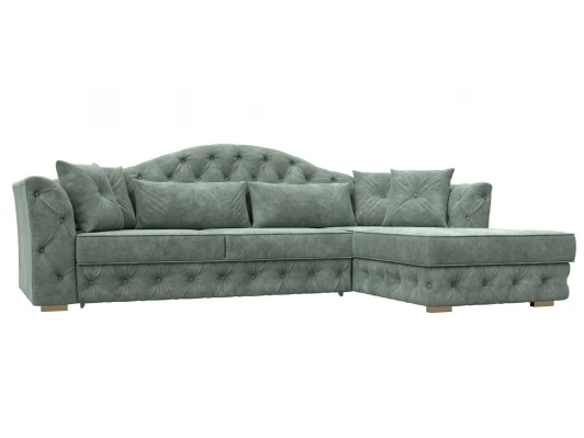 128026 Диван угловой Артис правый угол (Брус,Рейка/Пластик/Велюр/Зеленый) Лига Диванов 128026