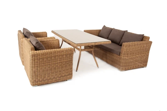 MS3C2T-4-SET Обеденная группа из искусственного ротанга, цвет соломенный 4SIS Моккачино MS3C2T-4-SET