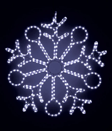 LC-13049 Светодиодная Снежинка "Пять Колец" Ø0,9м Белая, Дюралайт на Металлическом Каркасе, IP54 Laitcom LC-13049