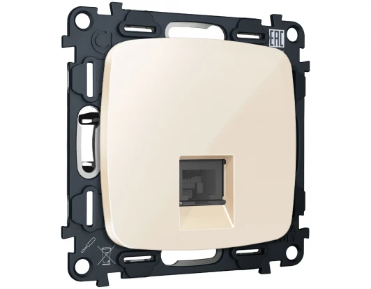 MO312005 Комплект механизма Ethernet RJ-45 розетки экранированной с автоматической защитной шторкой встраиваемый (бежевый глянец) Ambrella Volt QUANT MO312005