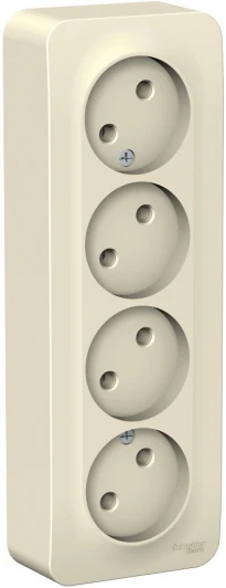 BLNRA000412 Розетка накладная четверная без заземления (молочный) Systeme Electric Blanca BLNRA000412