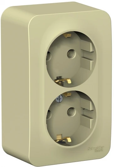 BLNRA010217 Розетка накладная двойная с заземлением (бежевый) Systeme Electric Blanca BLNRA010217