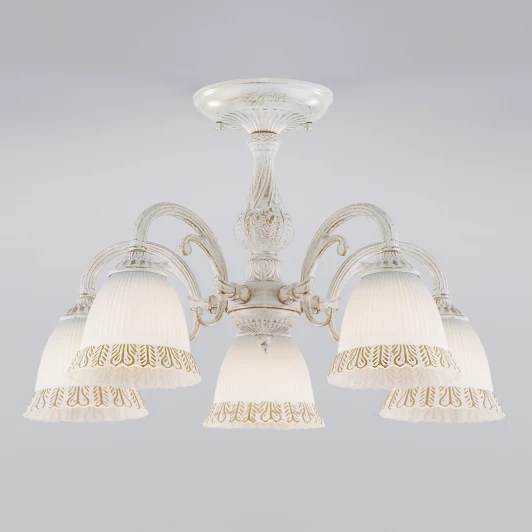 60107/5 белый с золотом Потолочная люстра на штанге Eurosvet Campina 60107/5 белый с золотом (220V)