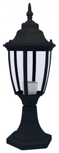 HL276 (075-013-0002) black Столб уличный Horoz Leylak, 1 плафон, черный с прозрачным