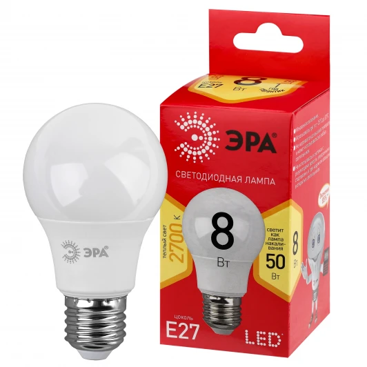 LED A55-8W-827-E27 R Лампочка светодиодная E27 8W ЭРА LED A55-8W-827-E27 R