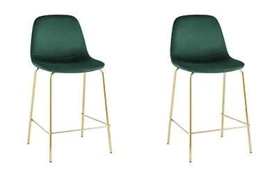 УТ000038453 Стул полубарный Валенсия SN, велюр зеленый, золотые ножки 2 шт Stool Group арт.УТ000038453