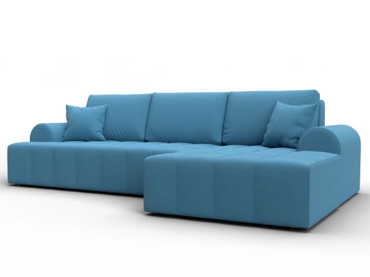 134743 Диван угловой Лига-080 угол правый (ДСП/Пластик/Рогожка/Голубой) Лига Диванов 134743