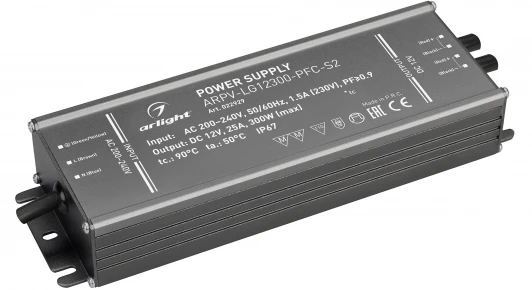 022929 Блок питания ARPV-LG12300-PFC-S2 (12V, 25.0A, 300W) (IP67 Металл) 022929 Arlight ARPV